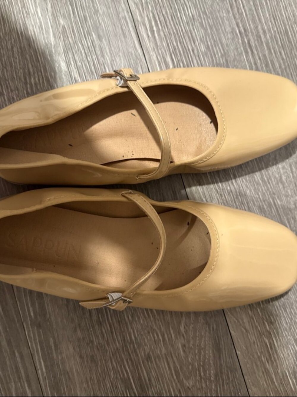 Sappun Nude Patent Mary Jane Flats - Size 235 (EU 37 / US 6.5)